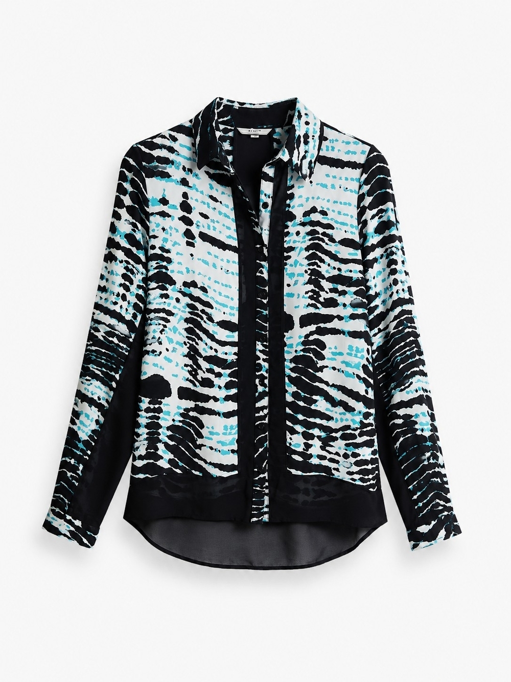 Siberian Women's Zebra Printed Button-Front in Black and Aqua. Size 40 (USA M) - Picture 4 of 7